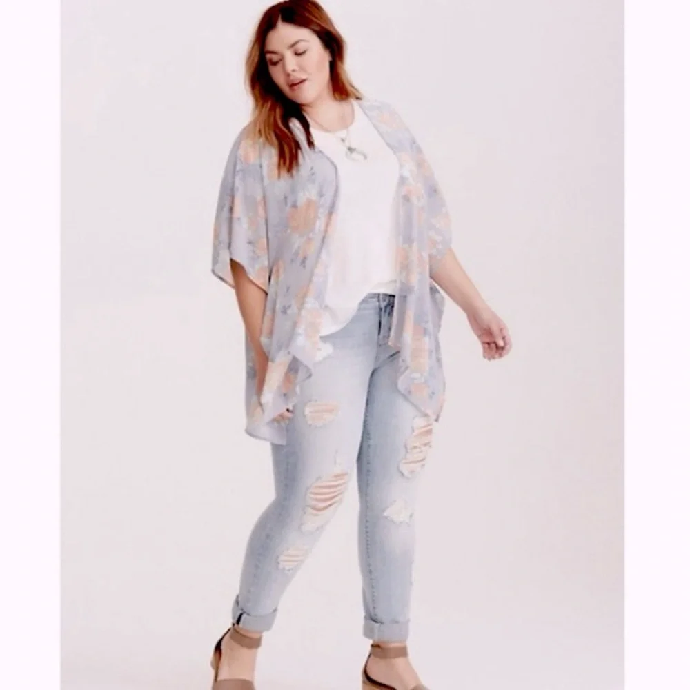 Torrid Floral Open Front Kimono Cardigan - Picture 1 of 7